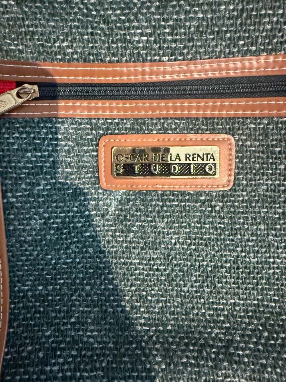 Vintage Oscar de la Renta Studio Green Tweed Shoulder Messenger Travel Bag